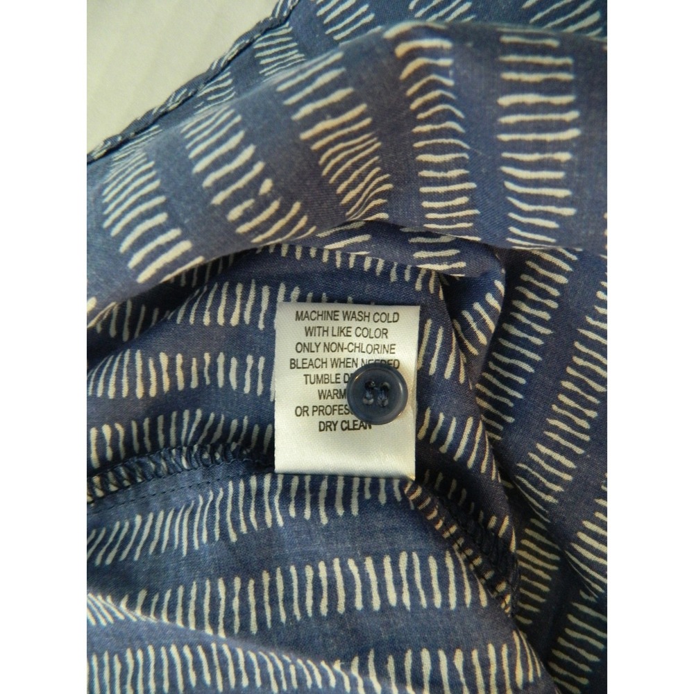 Hester & Orchard Tunic Top Women Large Blue White Striped Split Neck Cotton New - Picture 9 of 11